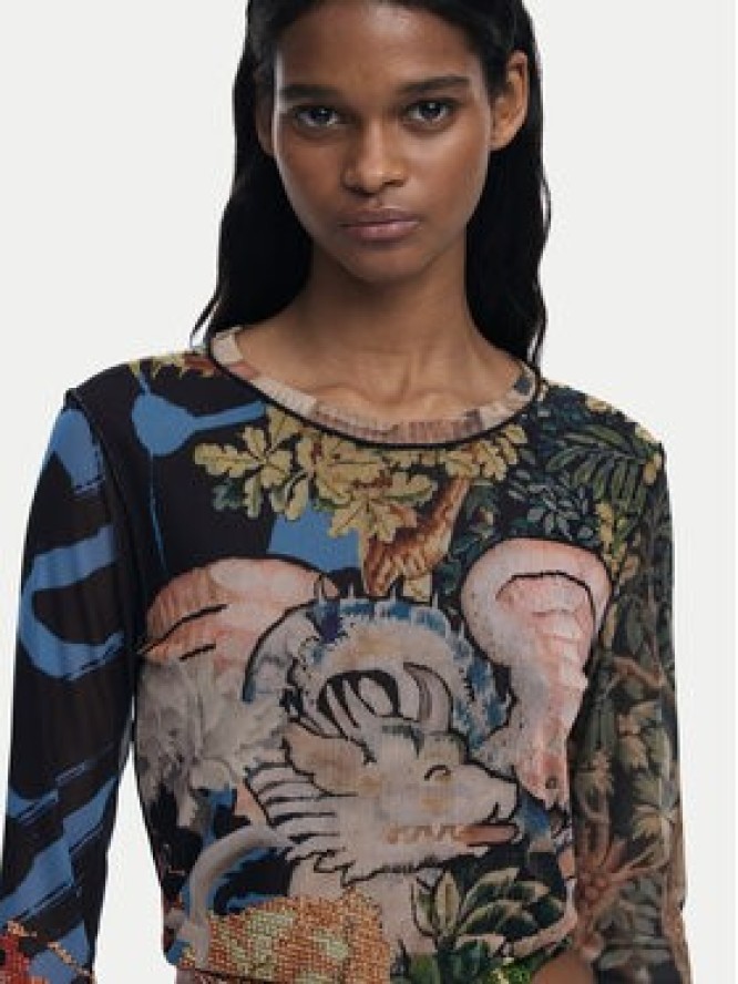 Desigual Bluzka Dragon Lacroix 25WWTK39 Kolorowy Slim Fit