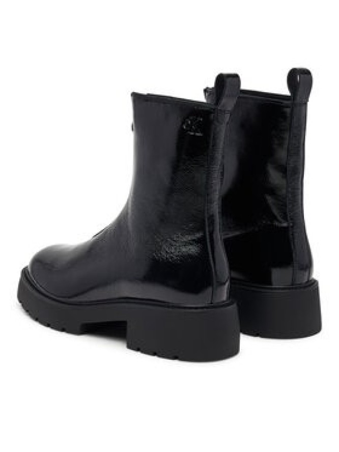 Calvin Klein Botki Chunky Zip Boot Shiny Lth HW0HW03200 Czarny