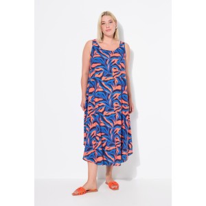 Damskie Sukienka wzór w koralowce okrągły dekolt bez rękawów