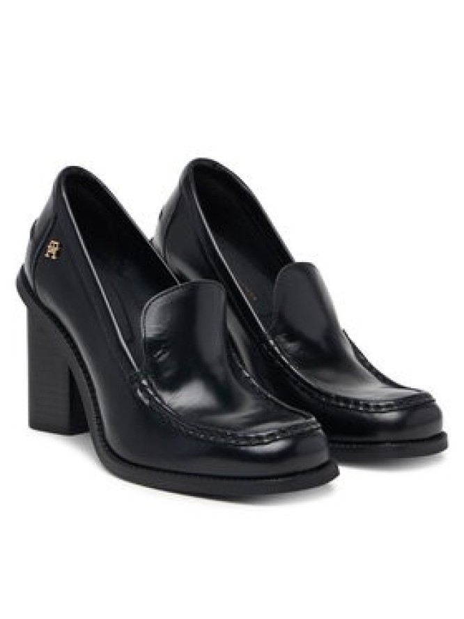 Tommy Hilfiger Półbuty Square Toe Heeled Loafer FW0FW09493 Czarny