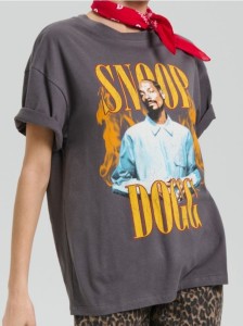 Bawełniana koszulka z nadrukiem Snoop Dogg - szary