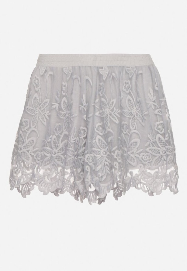 Jasnoniebieskie Szorty z Bawełną i Koronką Lunazetia