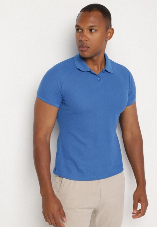 Niebieski T-shirt Polo z Bawełną Fodelira