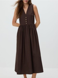 Sukienka midi - ciemnobrązowy