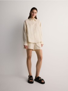 Koszula z lnem - kremowy