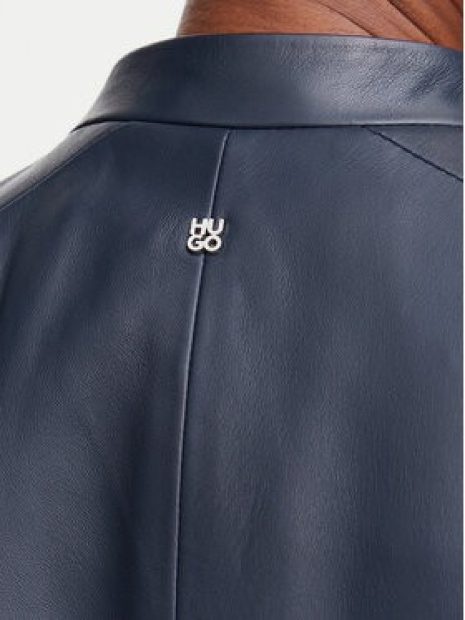 HUGO Kurtka skórzana Lasari 50555743 Granatowy Regular Fit