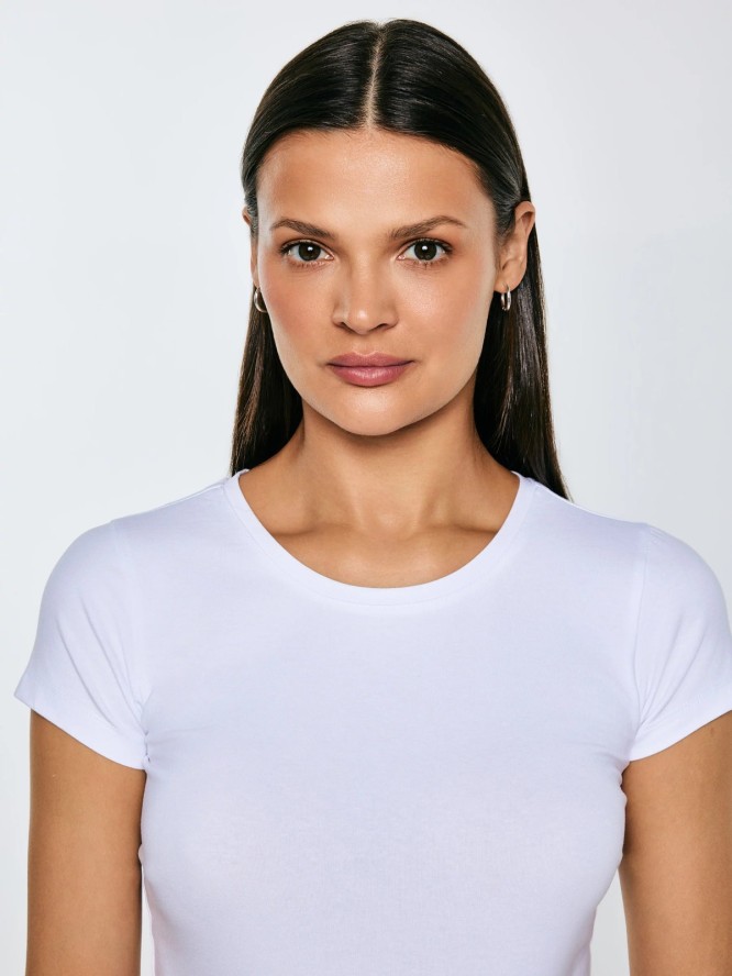 Koszulka damska z krótkim rękawem biała Classaca 101