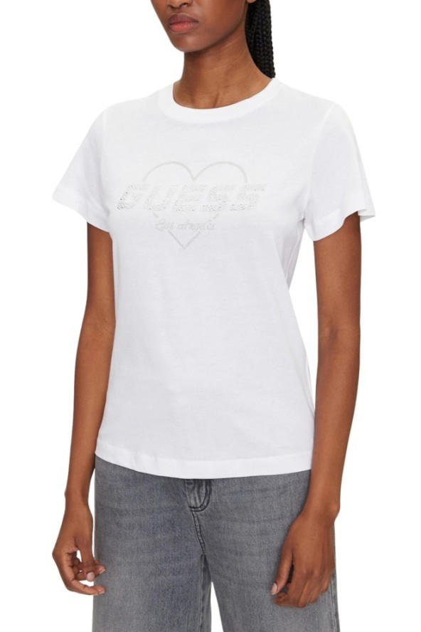 GUESS Biały damski t-shirt Narciso, Rozmiar L