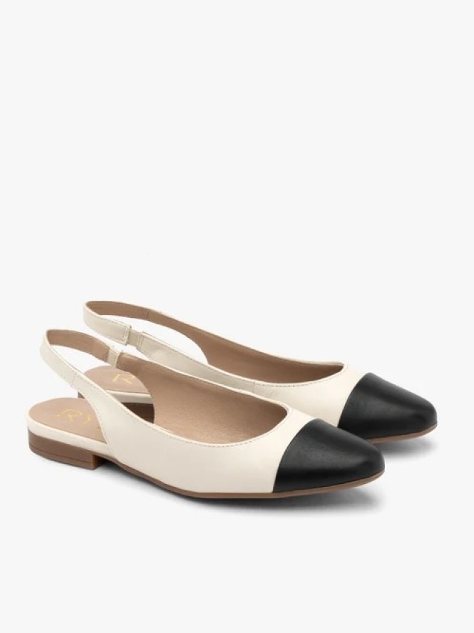 Kremowo czarne baleriny typu slingback