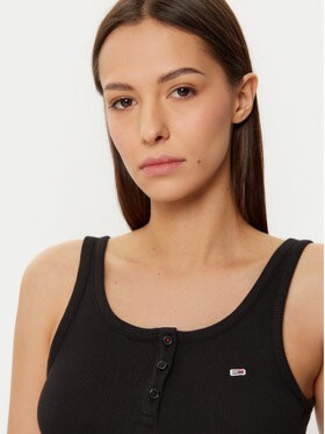 Tommy Jeans Top DW0DW19492 Czarny Slim Fit