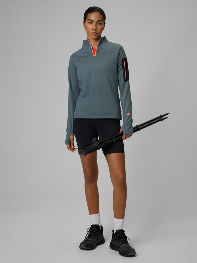 4F Bluza trekkingowa slim bez kaptura damska - khaki M