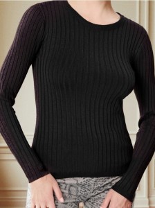 Dopasowany sweter z długimi rękawami - czarny