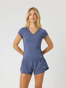bjorn_borg ACE V NECK T-SHIRT z recyklingowanego poliestru – NIGHTSHADOW BLUE