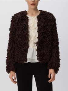 Kardigan z frędzlami - brązowy