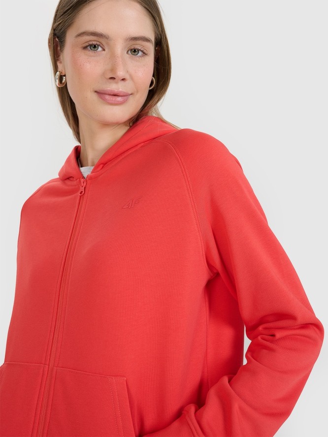4F Bluza dresowa rozpinana z kapturem damska - czerwona XS