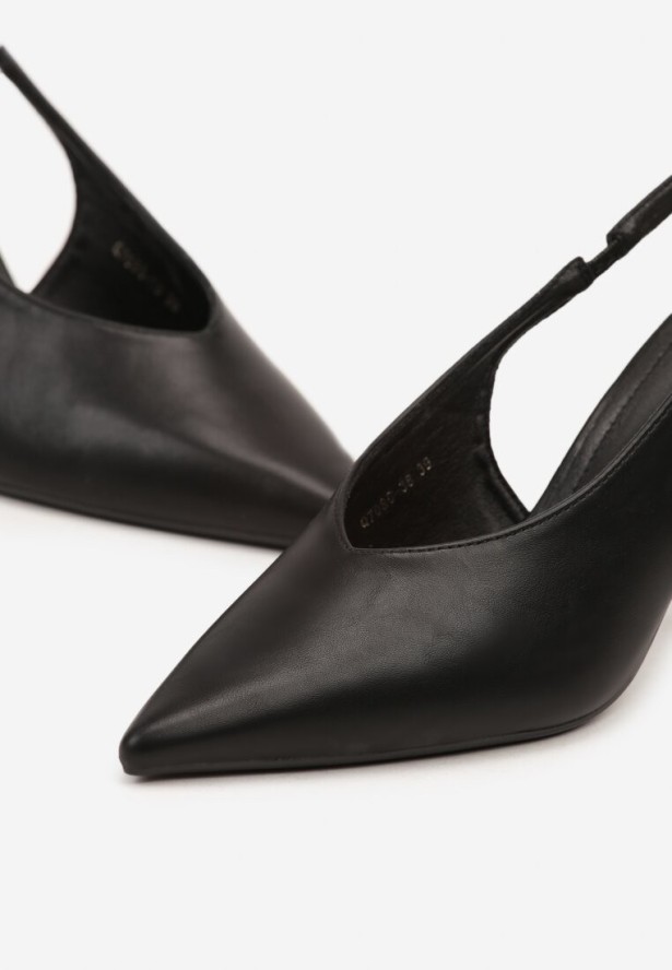 Czarne Czółenka Sandały Vices na Szpilce Slingback Kolliva