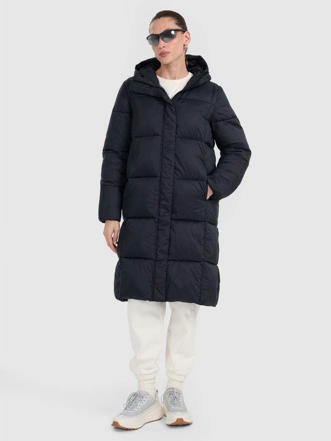 4F Płaszcz puchowy z wypełnieniem syntetycznym damski - czarny XL