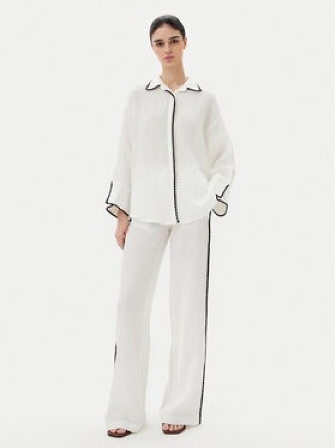 ICONA Spodnie materiałowe RP5LE005 Biały Relaxed Fit