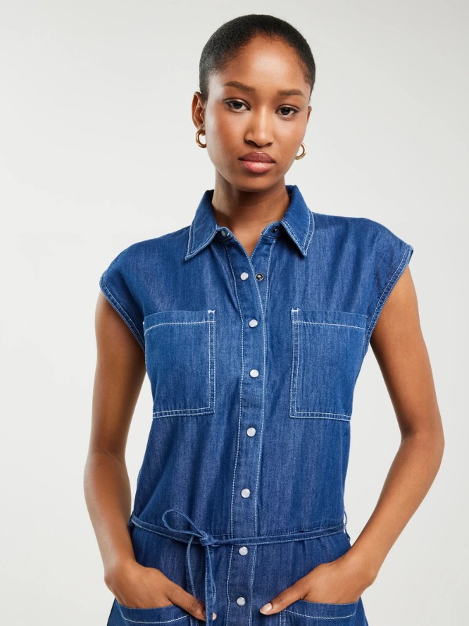 Kombinezon damski jeansowy niebieski Shea 465