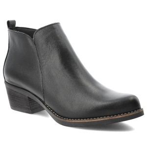 Botki damskie Hee, kowbojki ze skóry na klocku i na zamek, czarne, 25773