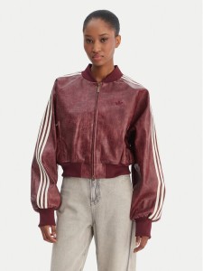 adidas Kurtka z imitacji skóry Pleather KD8792 Bordowy Oversize