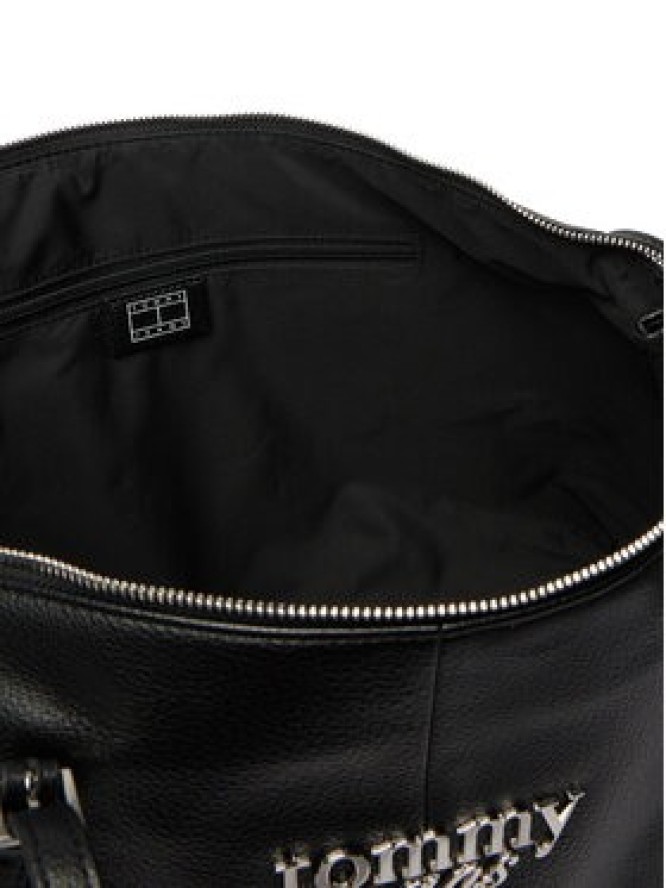Tommy Jeans Torebka Pebble Grain Metal Logo Tote Bag AW0AW18472 Czarny