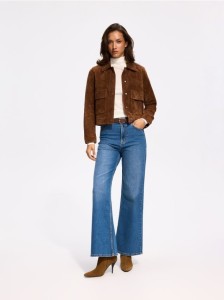 Jeansy wide leg z dodatkiem lyocellu - niebieski