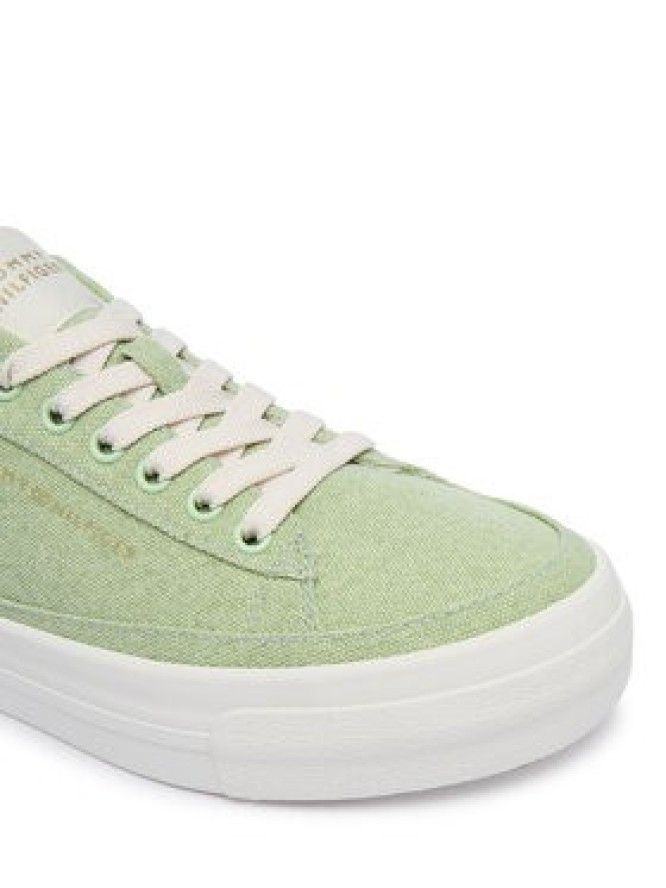 Tommy Hilfiger Sneakersy Washed Canvas Platform Trainers FW0FW09172 Zielony