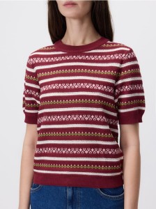 Wzorzysty sweter z wiskozą - wielobarwny