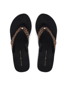 Tommy Hilfiger Japonki Wedge Summer Sandal Mono FW0FW09698 Czarny