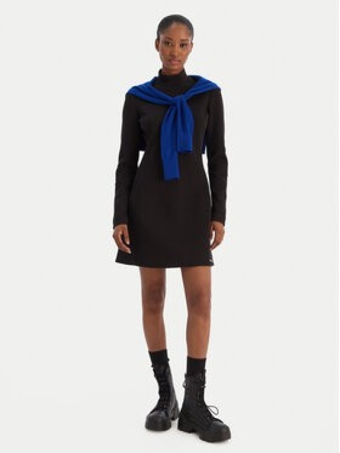 Calvin Klein Jeans Sukienka codzienna Ls Scuba Fit And Flare LV044D222G Czarny Regular Fit