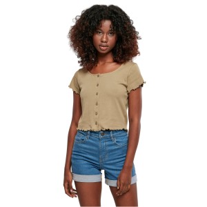 Damska krótka koszulka prążkowana zapinana na guziki Koszulka Urban Classics GT