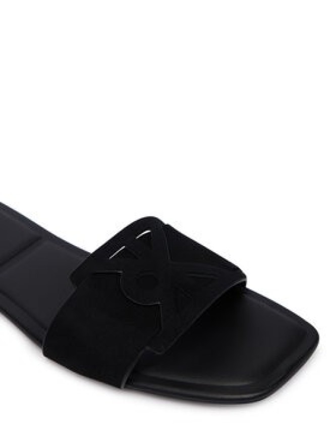 Calvin Klein Klapki Square Flat Sndl Embl Suede HW0HW03055 Czarny