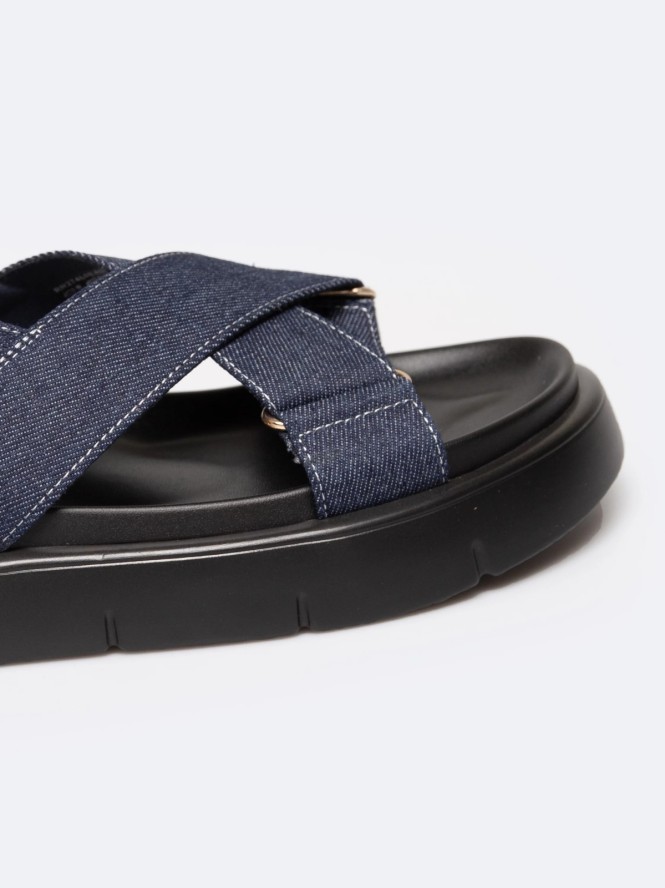 Sandały damskie z imitacji jeansu granatowe RR274688 403