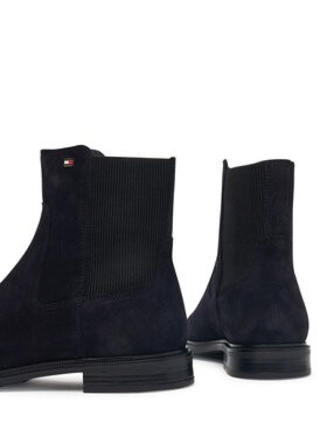 Tommy Hilfiger Sztyblety Enamel Flag Suede Ankle Chelsea FW0FW09575 Granatowy