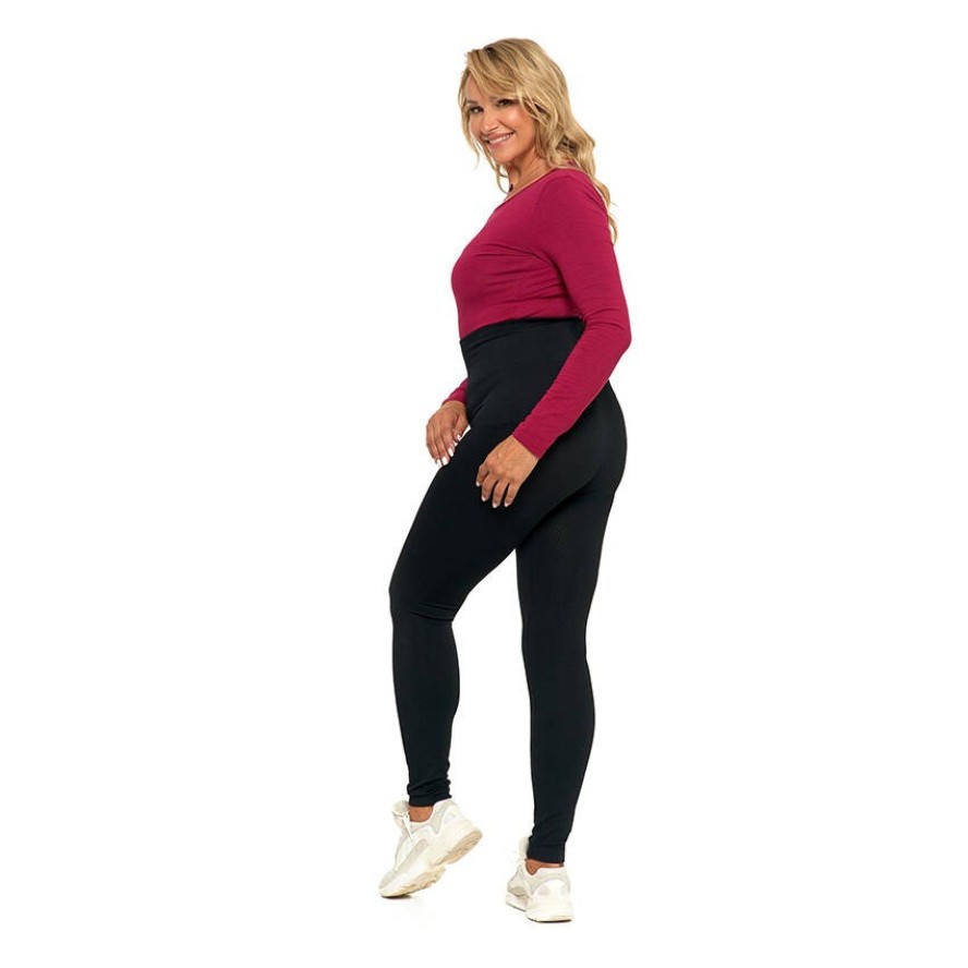 Czarne Legginsy Moraj Damskie Z Wysokim Stanem