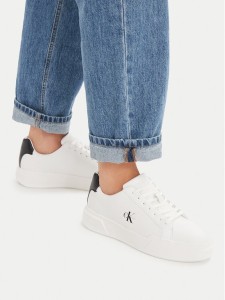 Calvin Klein Sneakersy Chunky Cupsole Laceup Lth Ml YW0YW01947 Biały