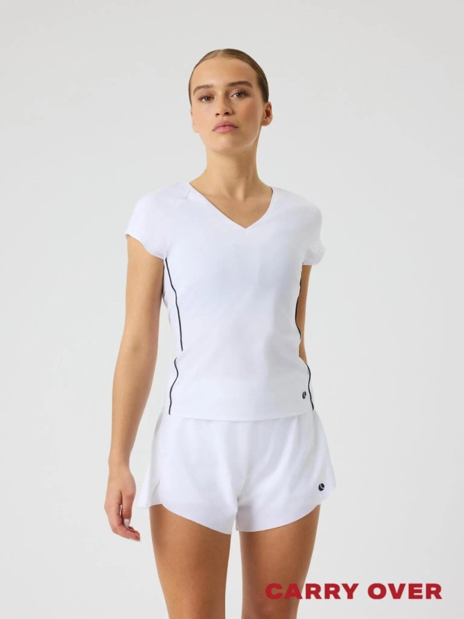bjorn_borg ACE V NECK T-SHIRT z recyklingowanego poliestru – BRILLIANT WHITE