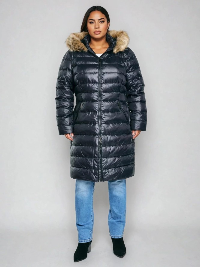 Płaszcz damski puchowy pikowany czarny Rosabel 906