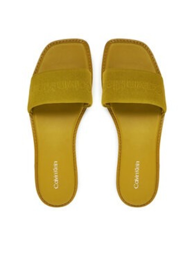 Calvin Klein Klapki Flat Slide - He HW0HW02378 Zielony