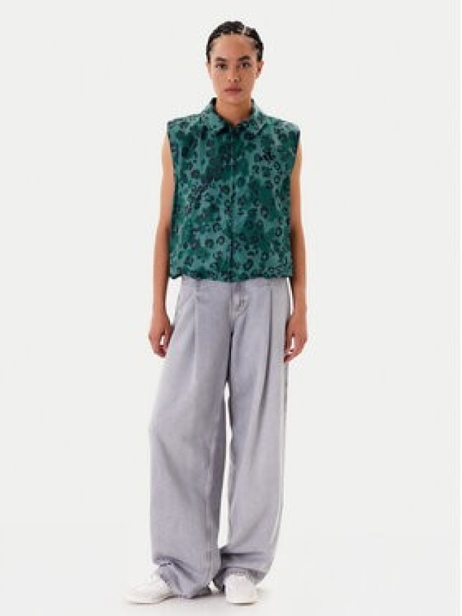 adidas Kamizelka Animal Print 3-Stripes JV6958 Zielony Loose Fit