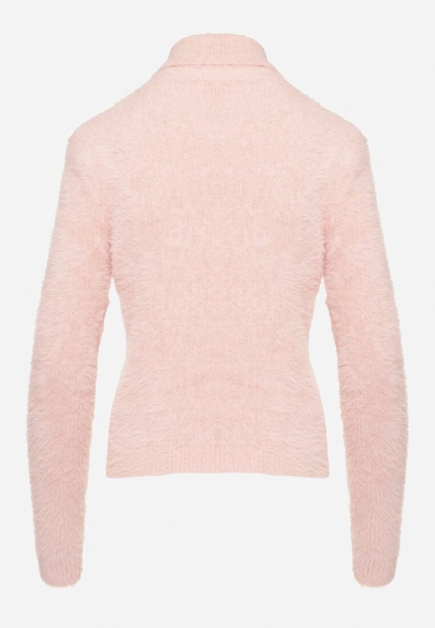 Jasnoróżowy Klasyczny Golf z Wełną Nomirae