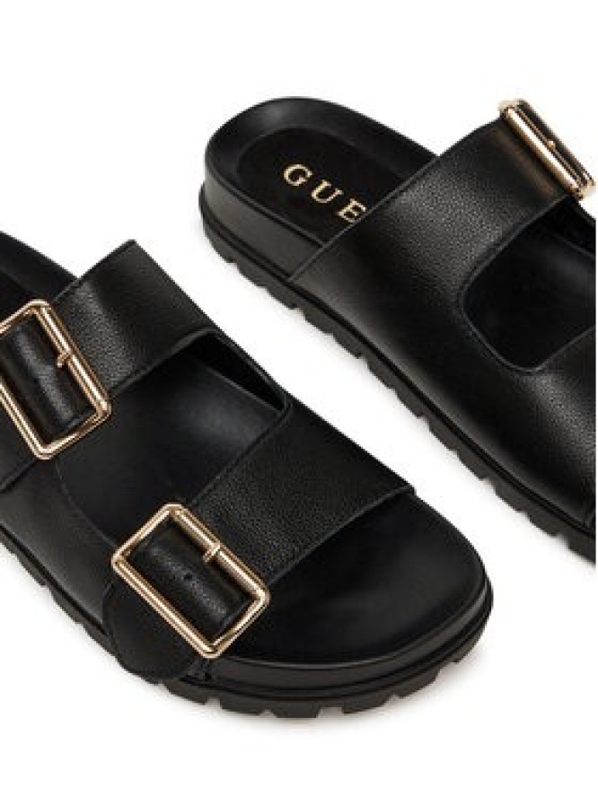 Guess Klapki FLTFST LEA03 Czarny