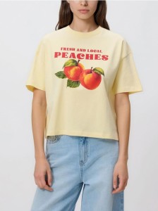 T-shirt z nadrukiem - kremowy