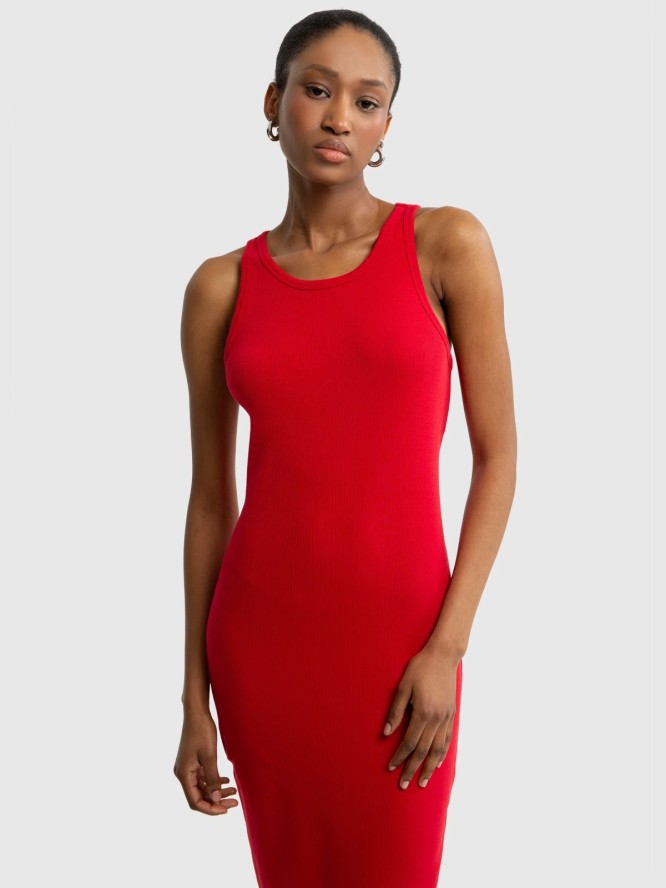 Sukienka damska midi czerwona Maxinassara 603