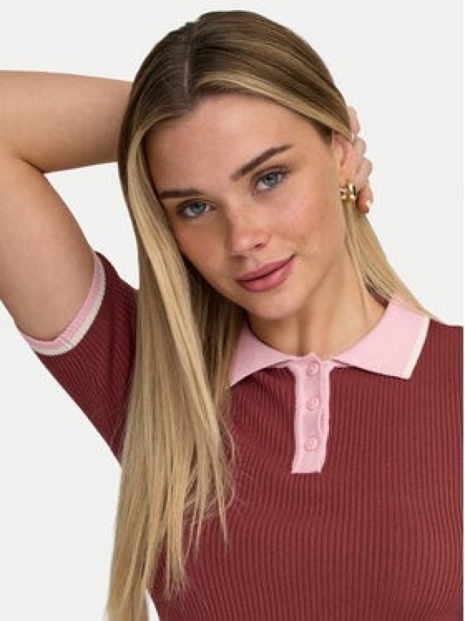 ONLY Polo Meddi 15363165 Bordowy Slim Fit