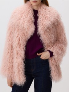 Kurtka z imitacji futra - różowy