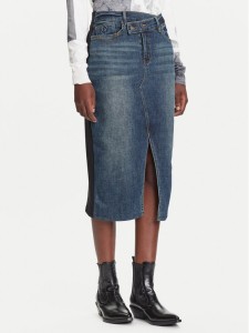 Desigual Spódnica jeansowa Twisted 25WWFD03 Granatowy Regular Fit