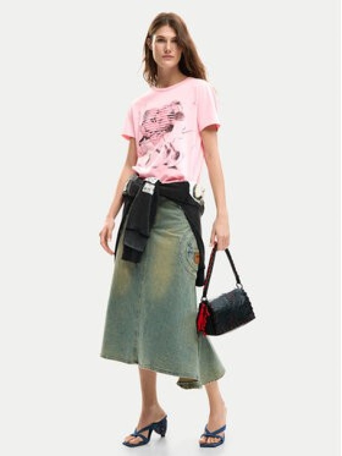 Desigual T-Shirt Core Mickey 26SWTK42 Różowy Regular Fit