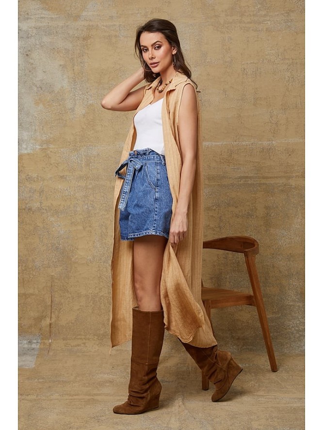 Joséfine Lniana sukienka "Darwin" w kolorze karmelowym rozmiar: S